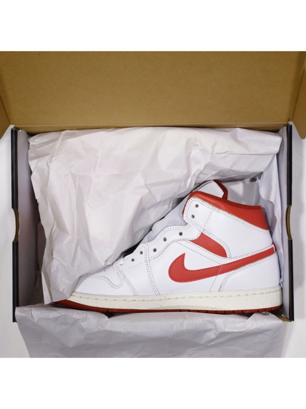 Premium Leather Air Jordan 1 Mid SE Dune Red FJ3458-160 Nike - Picture 14 of 14